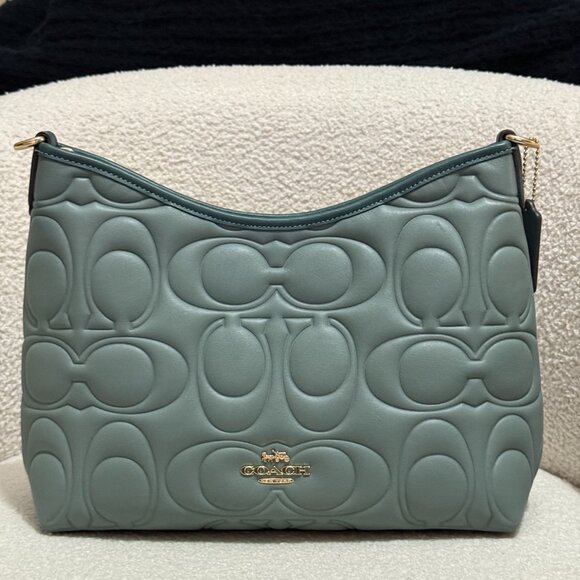 Laurel Shoulder Bag In Blocked Signature Maxi Signature Leather (Sage/Turquoise) - Picture 7 of 16